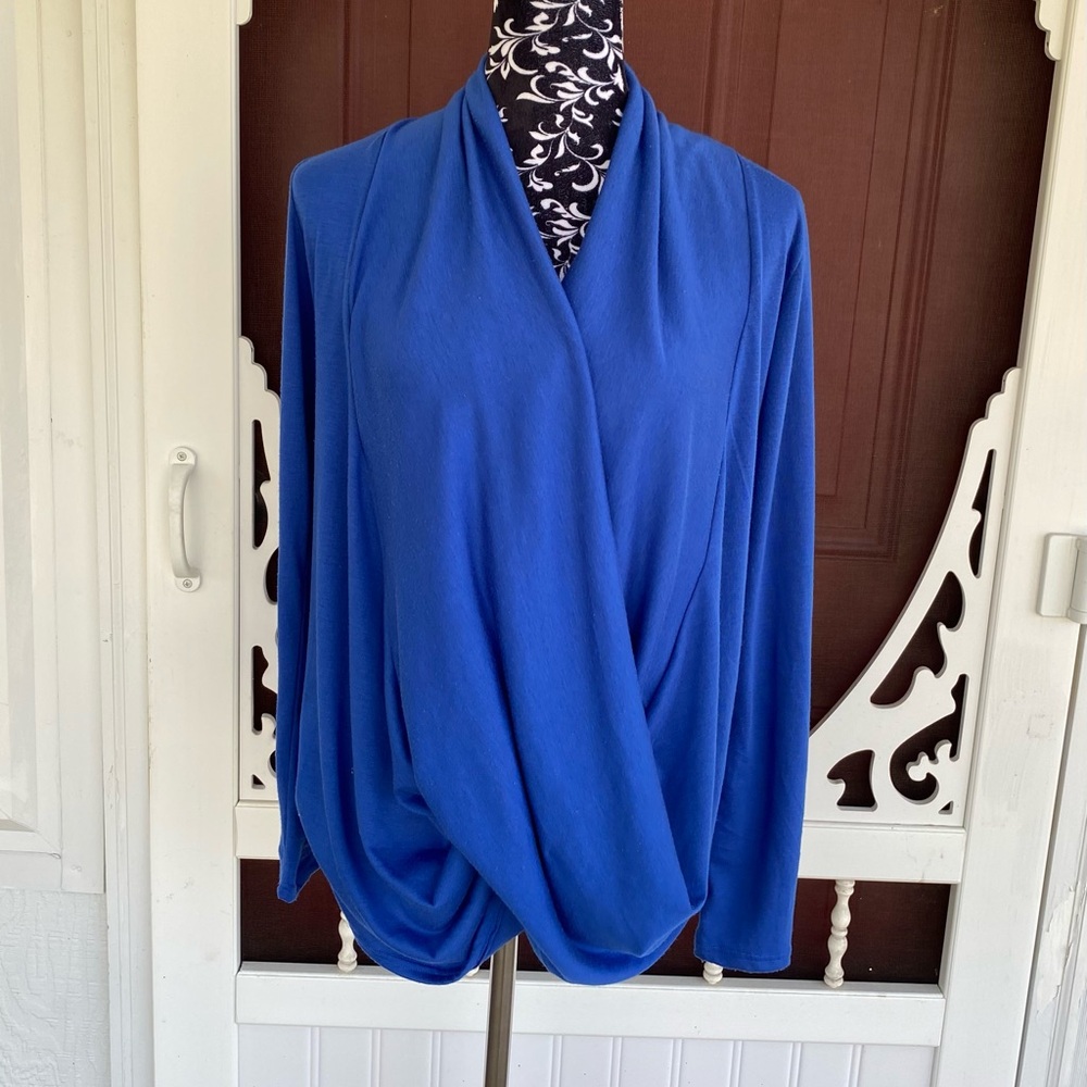 Free To Live Faux Wrap Draped Top Long Sleeve Size Medium